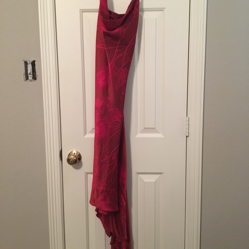 High - low red pageant dress